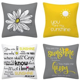 Pillow 4Pcs Decorative Covers 45X45cm Soft Square Daisy For Outdoor Patio Garden Living Room Sofa