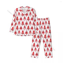 Men's Sleepwear Men Pyjama Sets Red Christmas Trees For Man Shirt Long Sleeve Male Soft Home Loungewear