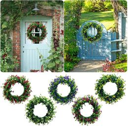 Decorative Flowers Rose Wreath Spring Door Decoration Full Of Simulation Ring Dog Christmas