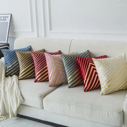 Pillow 18 Colors Choose Bronzing Stripe Velvet Fabric Living Room Decor Throw Cover Pillowcase 45 Nordic Home Pillowcover
