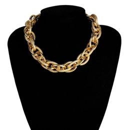 Gold Colour High Quality Punk Lock Choker Necklace Pendant Women Collar Statement Chunky Thick Chain Necklace Steampunk Men274T