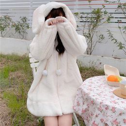 Women's Hoodies Women Fall Warm Ear Hoodie Coat Fuzzy Fluffy Long Sleeve Oversize Hooded Zipper Jacket Sweatshirt Kawaii