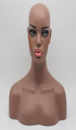 Realistic Female Black Fibreglass Mannequin Dummy Head Bust For Lace Wig And Jewellery Display EMS 236S3659607