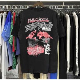 Hellstar Shirt Designer Mens Tshirt Rapper Washed Grey Heavy Craft Unisex Short Sleeve Top High Street Fashion Retro Womans T Shirt American High Street Hip Hop 484