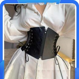 Belts Fashion Women Corset Wide Belt Pu Leather Slimming Body Shirt Waistband Ladies Elastic High Waist Gothic Dress Girdle