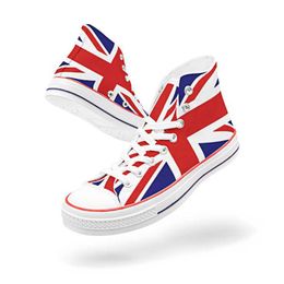 HBP Non-Brand Dropshipping UK National Flag Wholesale Stock Custom Women Canvas Trendy Shoes White Rubber Canvas Sneakers Shoes