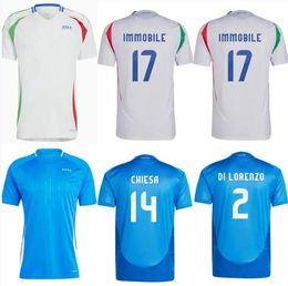 Italys soccer jerseys home away 2024 2025 Italian jerseyS SCAMACCA IMMOBILE CHIESA football shirts RASPADORI JORGINHO BARELLA 24 25 man kids kit Maglia italiana