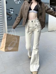 Women's Jeans Spring Summer Streetwear High Waist Slim Flare Denim Cargo Lady Street Skinny Boot Cut Pants