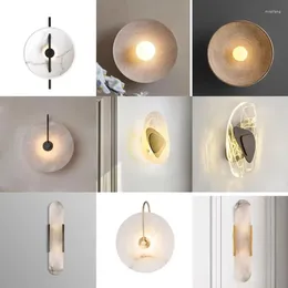 Wall Lamp Nordic Modern Marble Living Room Bedroom Bedside Corridor Resin Aisle Restaurant Lighting Fixtures Sconce Led