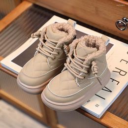 Boots Children's Cotton Shoes 2024 Winter Girls' Ankle Snow Soft Soled Bread Boys' Fashion Plus Fleece