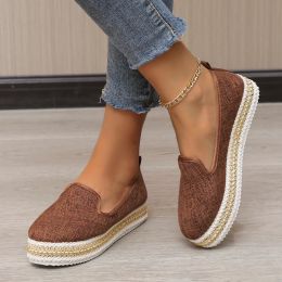 Boots Fashion Women Espadrilles Shoes Loafers Platform Flats Thick Bottom Fisherman Shoes Solid Round Toe Slip on Breathable Casual