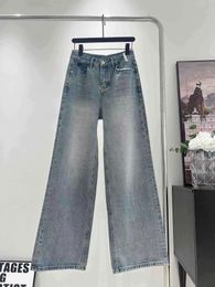 Free Shipping 2024 Blue Letter Straight Loose Buttons Women's Jeans Designer Women's Denim Pants 31711