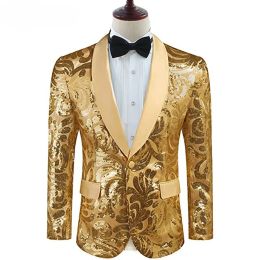 Suits Men's Sequin Suit Jacket Stage Performance Banquet Wedding Groom and Groomsman dress(Only Blazer)