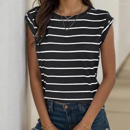 Women's Blouses Lightweight Women Top Striped Print Tunic Tops For Streetwear Vest With Loose Fit Summer Outfit Clothes A Stylish Look