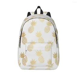 Backpack Gold Pineapple Pattern Woman Small Backpacks Boys Girls Bookbag Casual Shoulder Bag Portability Travel Rucksack School Bags