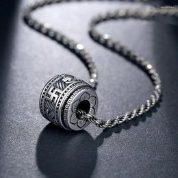 Pendant Necklaces NY Rotating Bead Men's Six Character Proverbs Necklace Imitation Couple Personality Versatile Sweater Chain