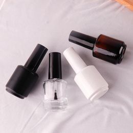 Storage Bottles 1pc 15ml Empty Transparent Glass Nail Polish Bottle With Lid Brush Cosmetic Containers