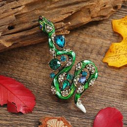 Brooches Creative Classic Vintage Snake Enamel Crystal Badges For Women Men Fashion Brooch Pin Unisex Accessories