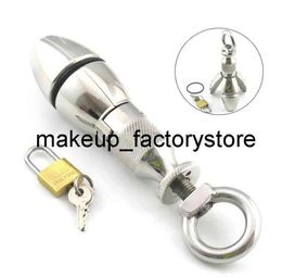 Massage Newest Design Stainless Steel Anal Lock Dilator Openable Plugs Heavy Anus Beads Sex Toys Adult Game5982088