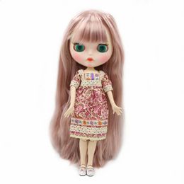 ICY DBS Blyth Doll 16 BJD nude joint body white skin pink mixed Colour long straight hair and matte face BL60228800 240307