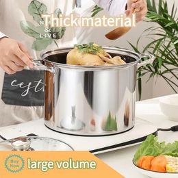 Food Grade Stainless Steel CrockPot MultiPurpose Pot for Cooking Pasta Gas Induction and Open Flame Large Capacity 240308