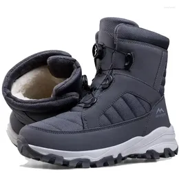 Walking Shoes Winter Snow Boots Men Women Rotatory Button Snowboots Waterproof Outdoor Cotton Keep Warm High Top Man Hiking