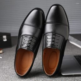 Walking Shoes Formal Three Joint Leather For Men's Foot Covers Business Casual Pointed Breathable Lace