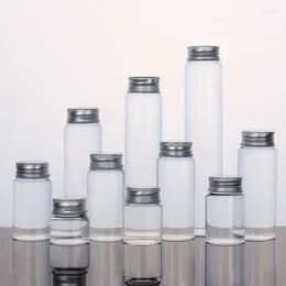 Bottles 18pcs 25/30/40/50/60/70/90/125/150/180ml Glass With Aluminum Cap Empty Spice Storage Jars Gift Crafts Vials