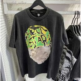 Hellstar Shirt Designer Mens Tshirt Rapper Washed Grey Heavy Craft Unisex Short Sleeve Top High Street Fashion Retro Hell Womans T Shirt American High Street Hip 480