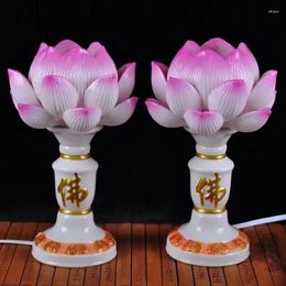 Candle Holders Chinese Classical Handmade Ceramic Simulated Candlestick Buddha Household Permanent Buddhist Supplies 2pcs