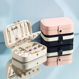 Jewelry Pouches 1 Pcs Double-Layer Portable Case For Travel Earrings Ring Necklace Storage Display Pu Leather Organizer Box