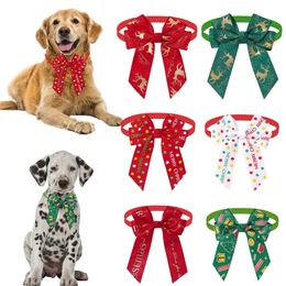 50pcs Christmas Dog Bow Tie Elk Polka Dot Pet Dog Bowtie Adjustable Dog Collar Pet Bow Neckties for Small Dog Pet Supplies 240311