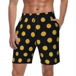 Men's Shorts Board Gold Dot Print Stylish Swim Trunks Polka Dots Comfortable Sportswear Trendy Large Size Beach