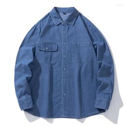 Men's Casual Shirts Long Four Season Denim Shirt Fashion Male Sleeved Cotton Washed Loose High Quality Clothes Coat