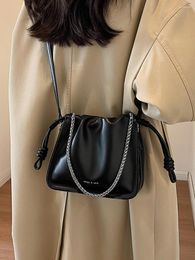 Shoulder Bags Korean Style Fashion Versatile Chain Small Bag Women Pleated Cloud Square 2024 Autumn Winter Niche Crossbody