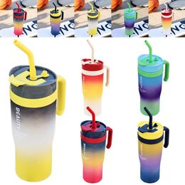 Water Bottles 1200ml Sports Bottle With Handle & Straw Dazzling Colour Leakproof Portable For Car Cup Holder