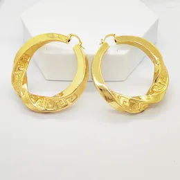 Hoop Earrings African Big For Women Dubai Gold Plated Copper Circle Anniversary Jewellery Accessories Party Wedding Gifts