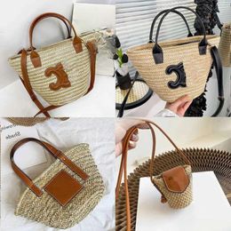 Strandbeutel Casual Rattan große Kapazität Designer Totes gewebt Frauen Handtaschen Palmblätter Dame Schulterkreuzkörper Stylisheendibags