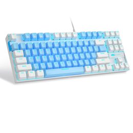 MageGee 75% Mechanical Gaming Keyboard with Blue Switch LED Blue Backlit Keyboard 87 Keys Compact TKL Wired Computer Keyboard 240304