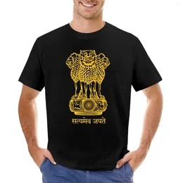 Men's Polos INDIA LION EMBLEM FLAG (GOLD) T-Shirt Shirts Graphic Tees Cute Clothes Summer Tops T For Men Cotton