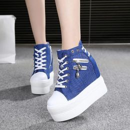 Classic Hidden Heels Platform Sneakers Womens Breathable Wedge Canvas Shoes Woman Casual Ladies Boots Autumn Zapatos Mujer 240309