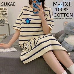 Women's Sleepwear SUKAE M-4XL COTTON Women Nightdress Casual Short Sleeve Sleepshirt Leisure Nightgowns Fashion Girls Cartoon Dress