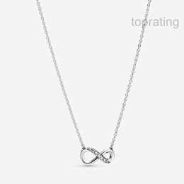 Colar Designer Espumante Infinito Pingente para Real Sterling Sier Jóias de Casamento para Mulheres Namorada Presente CZ Colares de Diamante com