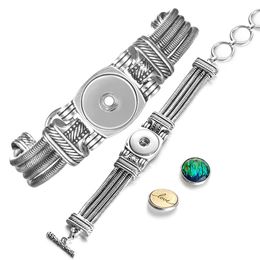 10pcs/lot Vintage Bracelet fit 18mm Snap Buttons Adjustable Bracelet DIY Jewelry Retro Snap Charms Bangle Jewelry NN-770*10 240312