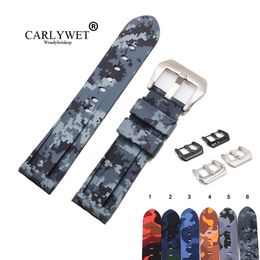 CARLYWET 24mm High Quality Camo Colour Waterproof Silicone Rubber Replacement Watch Band Strap Band Loops265h