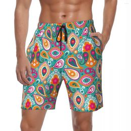 Men's Shorts Summer Board Man 70s 60s Boho Retro Sports Hippy Chic Print Short Pants Casual Quick Drying Swim Trunks Plus Size