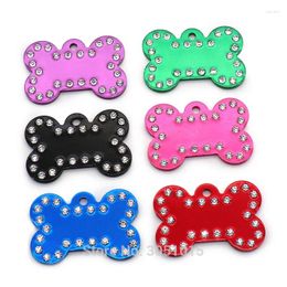 Dog Tag Aluminium Alloy Bone Shape Love Dot Drill Cat Brand Pet Laser Logo