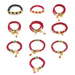 Link Bracelets Y1UE Beaded Jewelry Lucky Bracelet String Blessing Chinese