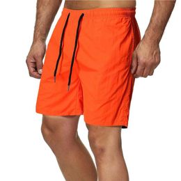 Men's Shorts Summer Casual Classic Fit Drawstring Beach With Pockets Fashion Elastic Waist Solid Colour Straight