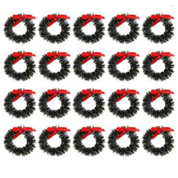 Decorative Flowers 20pcs Mini Christmas Wreath Ornament Xmas Tree Hanging